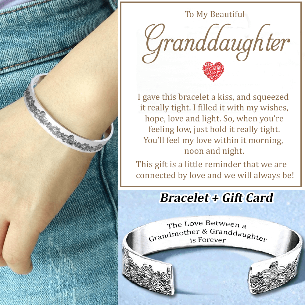 Mother's Day Gift To My Beautiful Granddaughter Cuff Bracelet "I Gave This Bracelet A Kiss"-Engravingift
