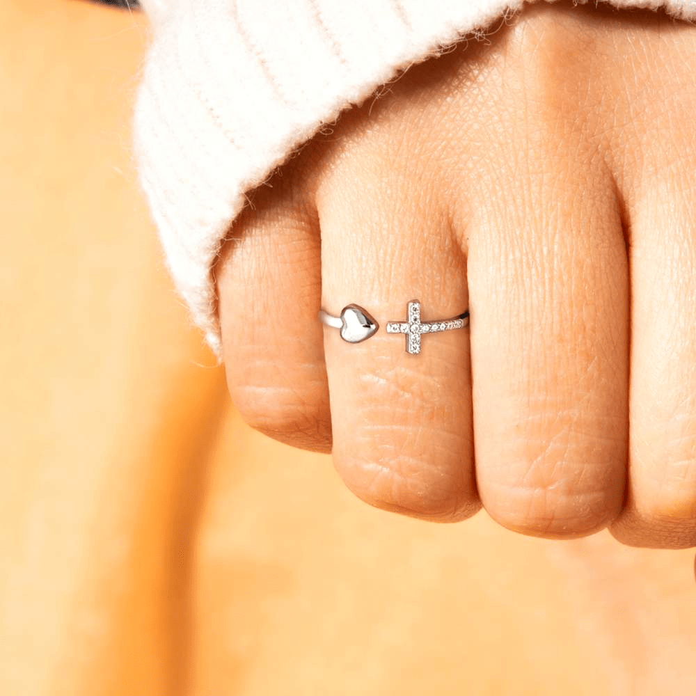 Mother's Day Gift To My Daughter Pray Cross & Heart Ring-Engravingift