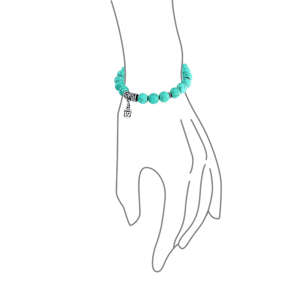 Valentine's Day Gift Spiritual Angel Wings Buddha Charm Gemstone Bead Stretch Bracelet