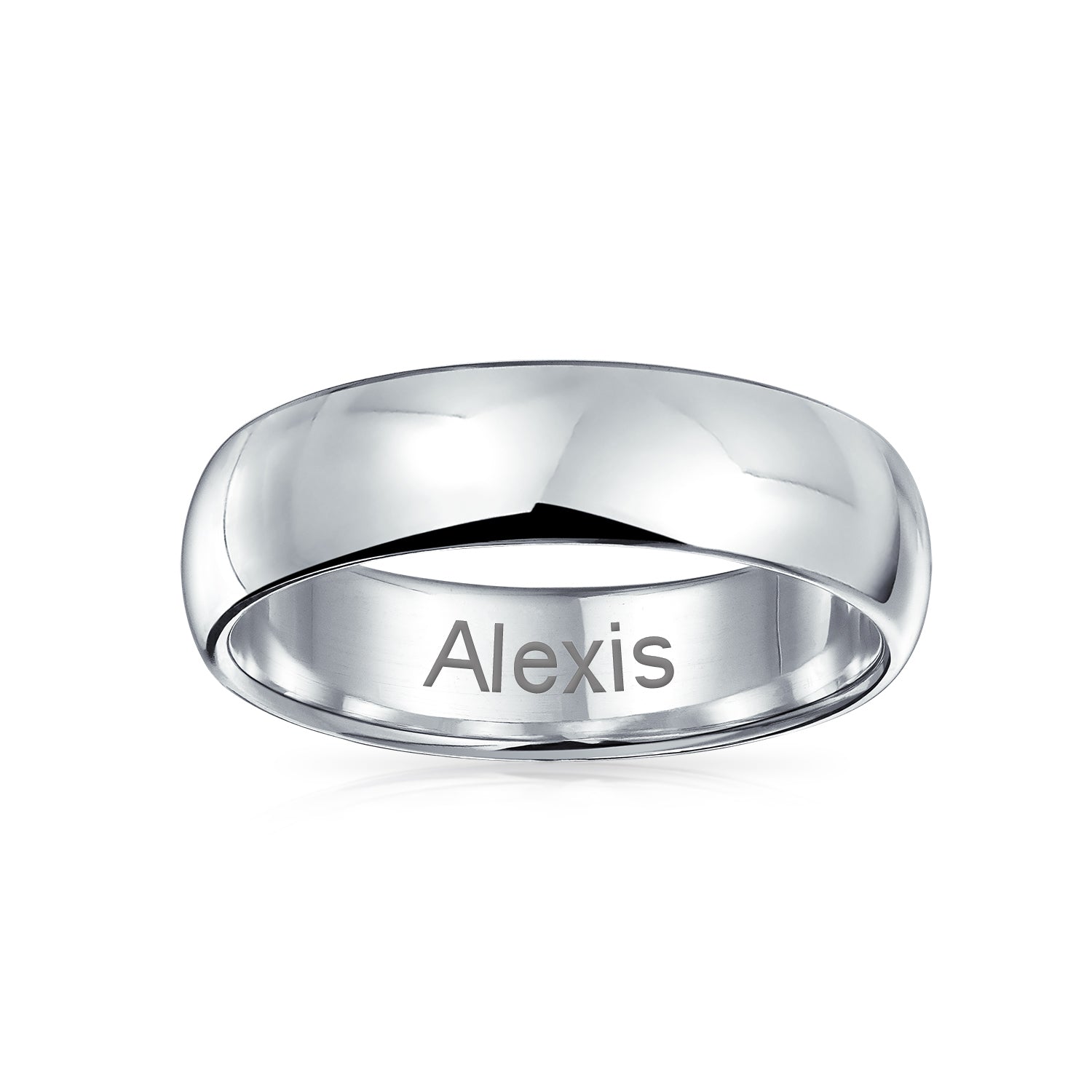 Mother's Day Gift Plain Simple .925 Sterling Silver Dome Couples Wedding Band Ring 5MM-Engravingift