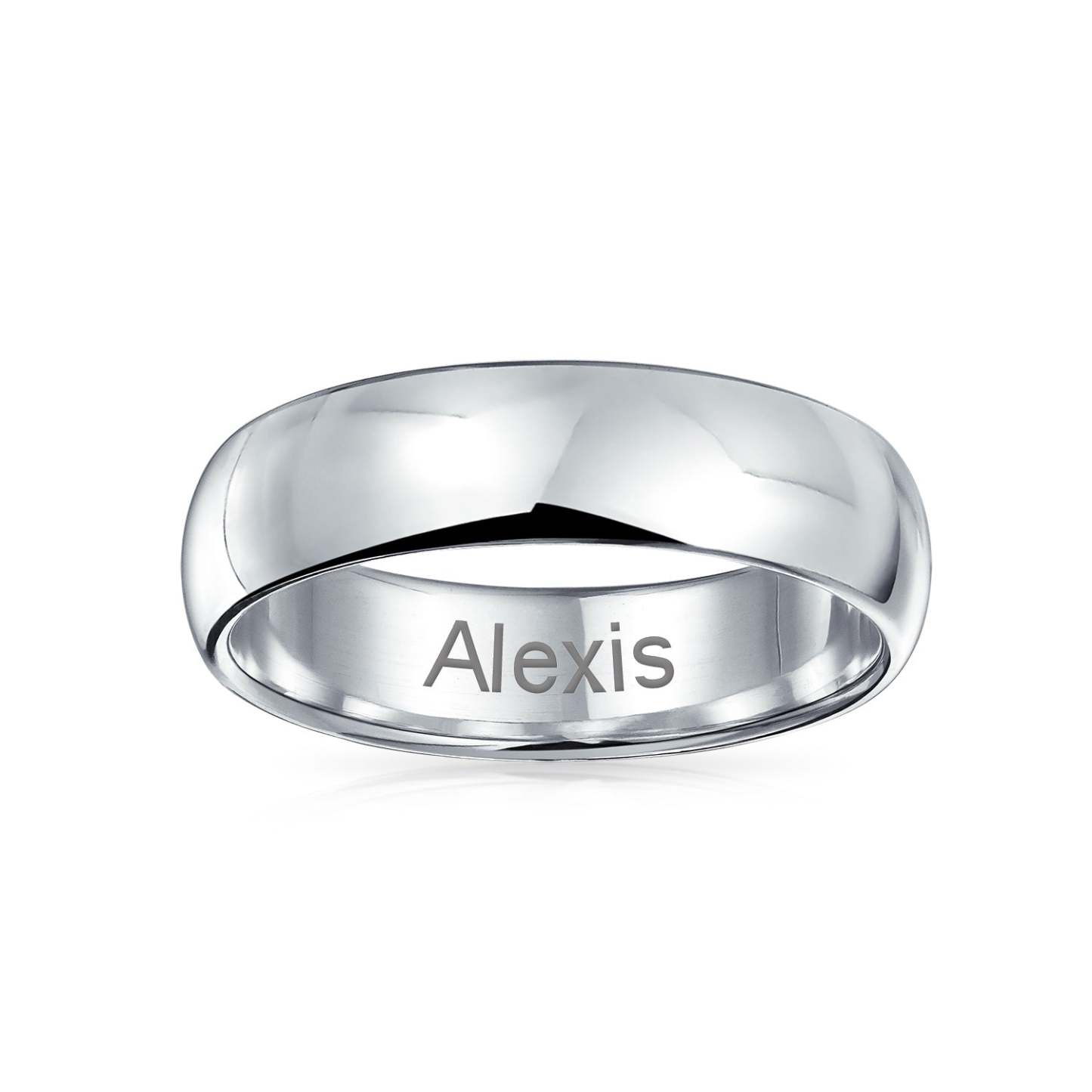 Mother's Day Gift Plain Simple .925 Sterling Silver Dome Couples Wedding Band Ring 5MM-Engravingift
