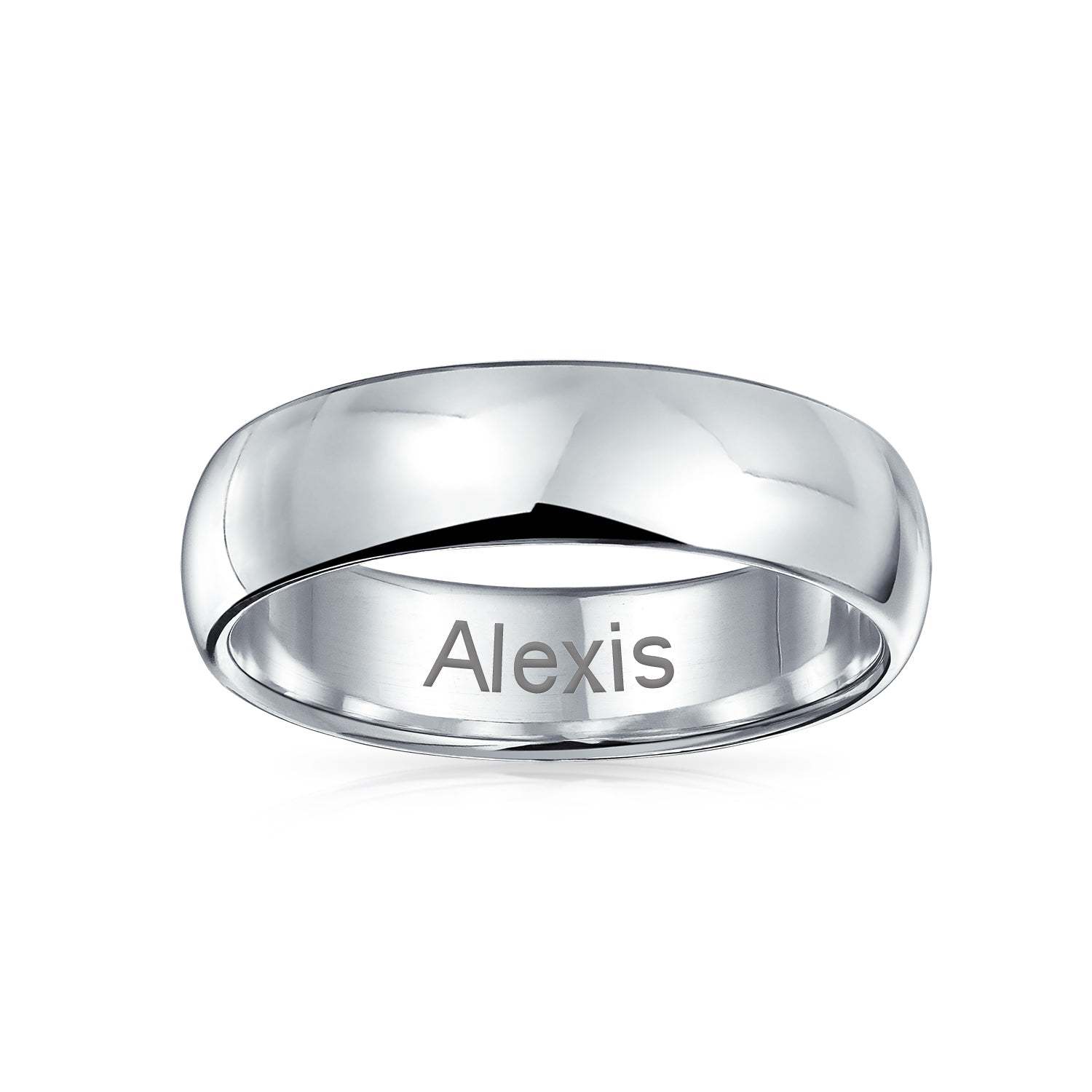 Mother's Day Gift Plain Simple .925 Sterling Silver Dome Couples Wedding Band Ring 5MM-Engravingift