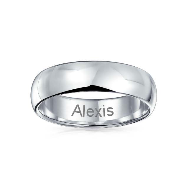 Mother's Day Gift Plain Simple .925 Sterling Silver Dome Couples Wedding Band Ring 5MM-Engravingift