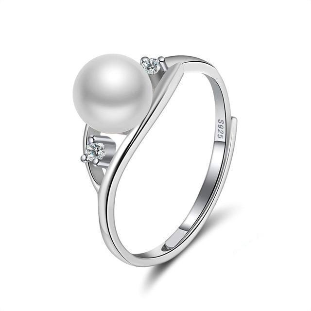 Mother's Day Gift Pearl and Glimmer Sterling Silver Ring-Engravingift