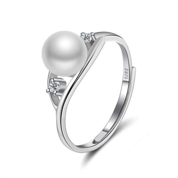 Mother's Day Gift Pearl and Glimmer Sterling Silver Ring-Engravingift