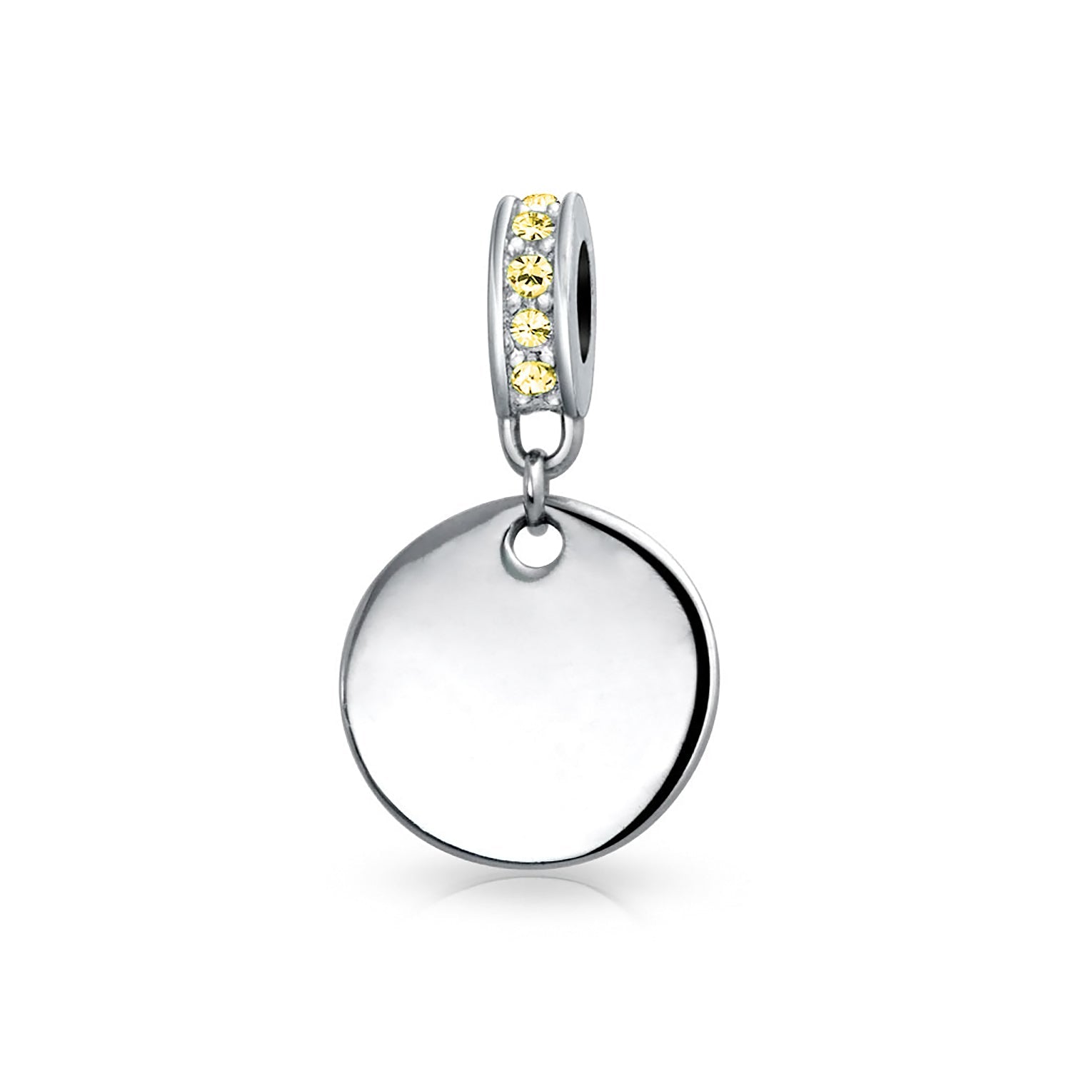 Mother's Day Gift Birthstones Initials Round Dangle Circle Charm Bead-Engravingift