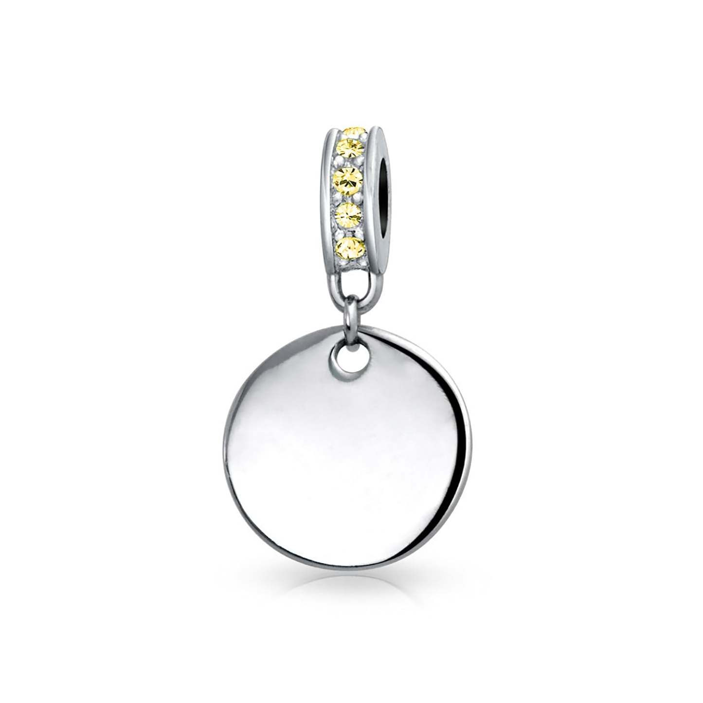 Mother's Day Gift Birthstones Initials Round Dangle Circle Charm Bead-Engravingift