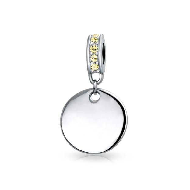 Mother's Day Gift Birthstones Initials Round Dangle Circle Charm Bead-Engravingift