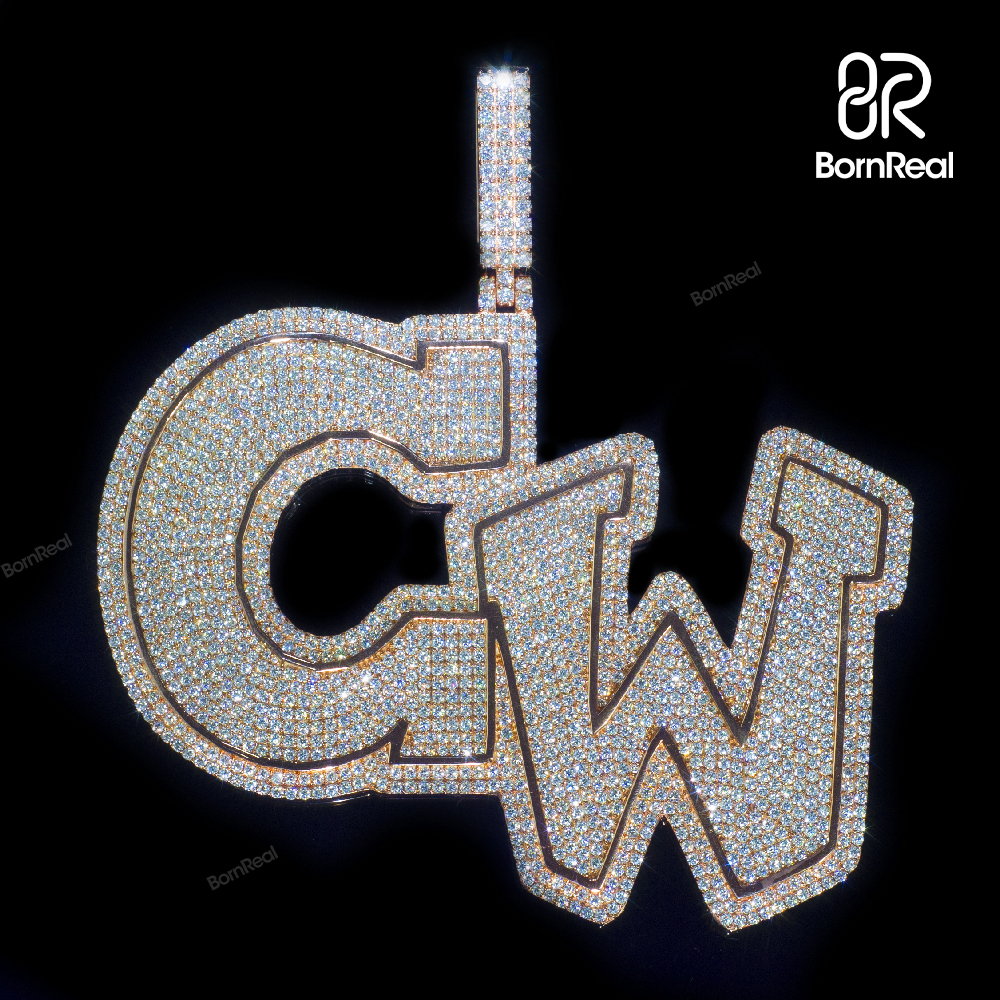 Custom Moissanite Chain Enamel HipHop Letter Rapper Pendant