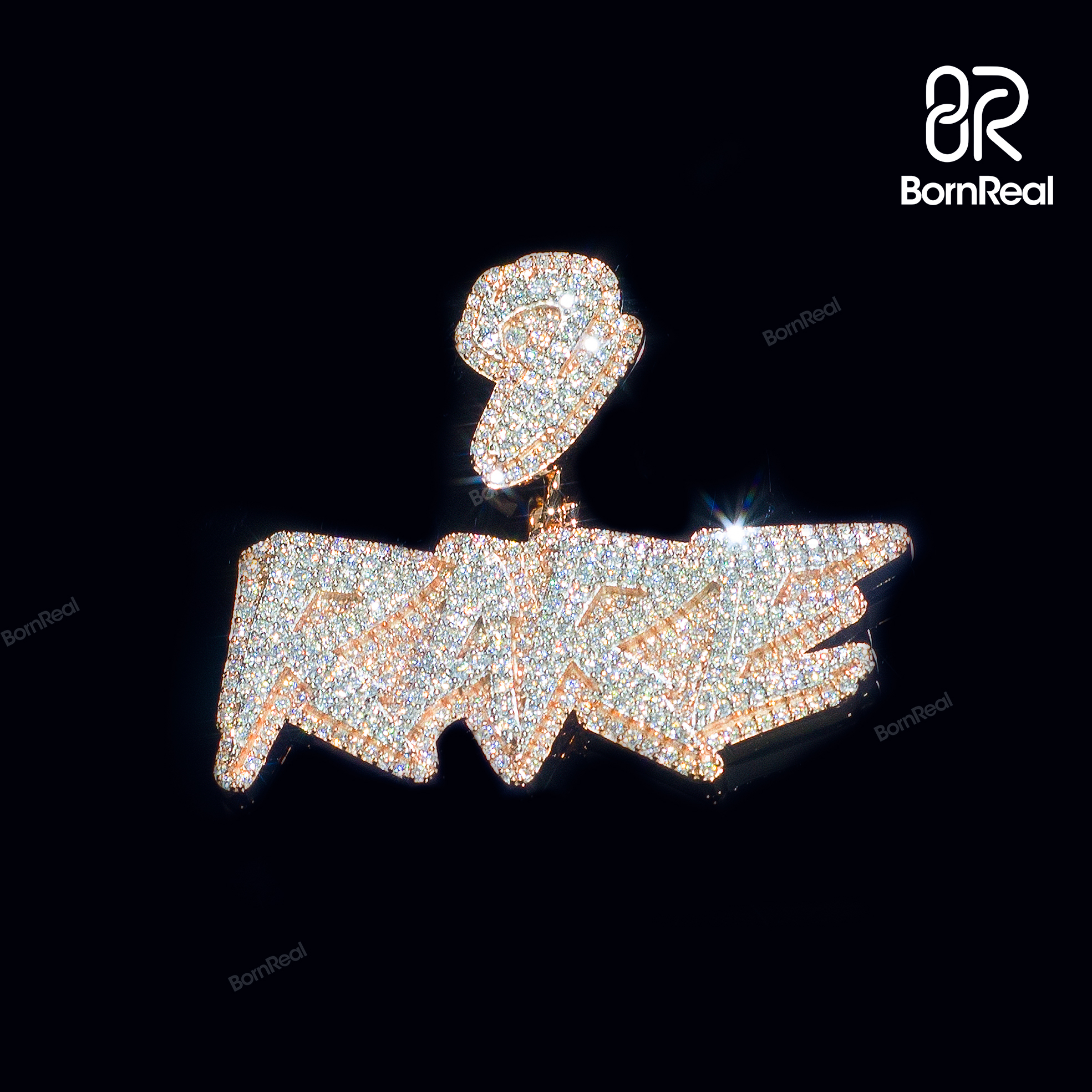 Custom Moissanite Name Chain Rose Gold diamond Pendant