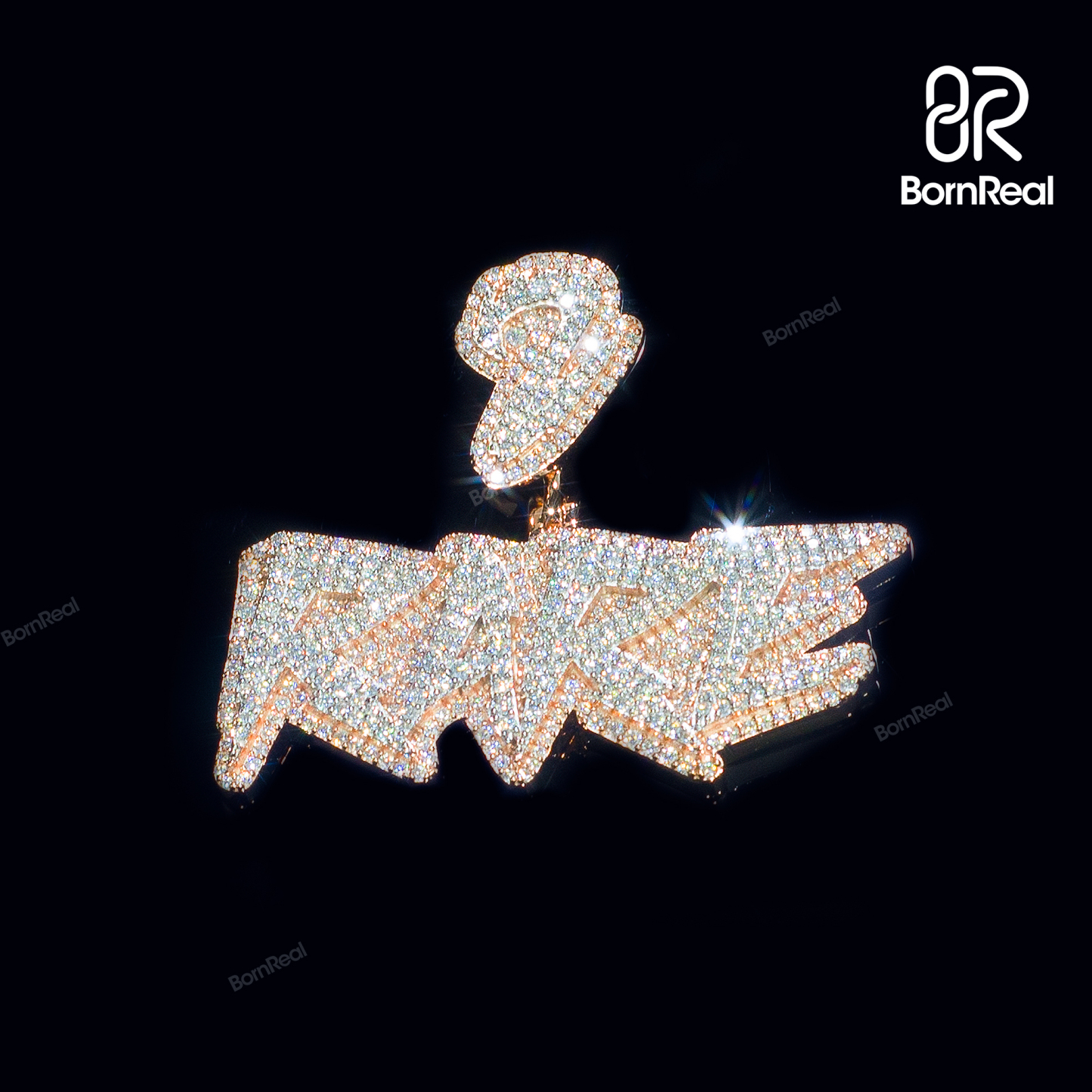 Custom Moissanite Name Chain Rose Gold diamond Pendant