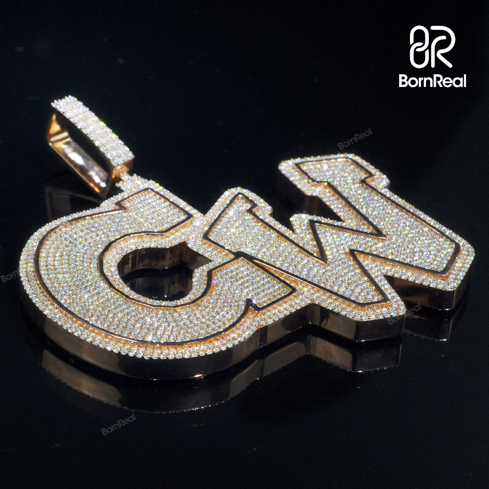 Custom Moissanite Chain Enamel HipHop Letter Rapper Pendant