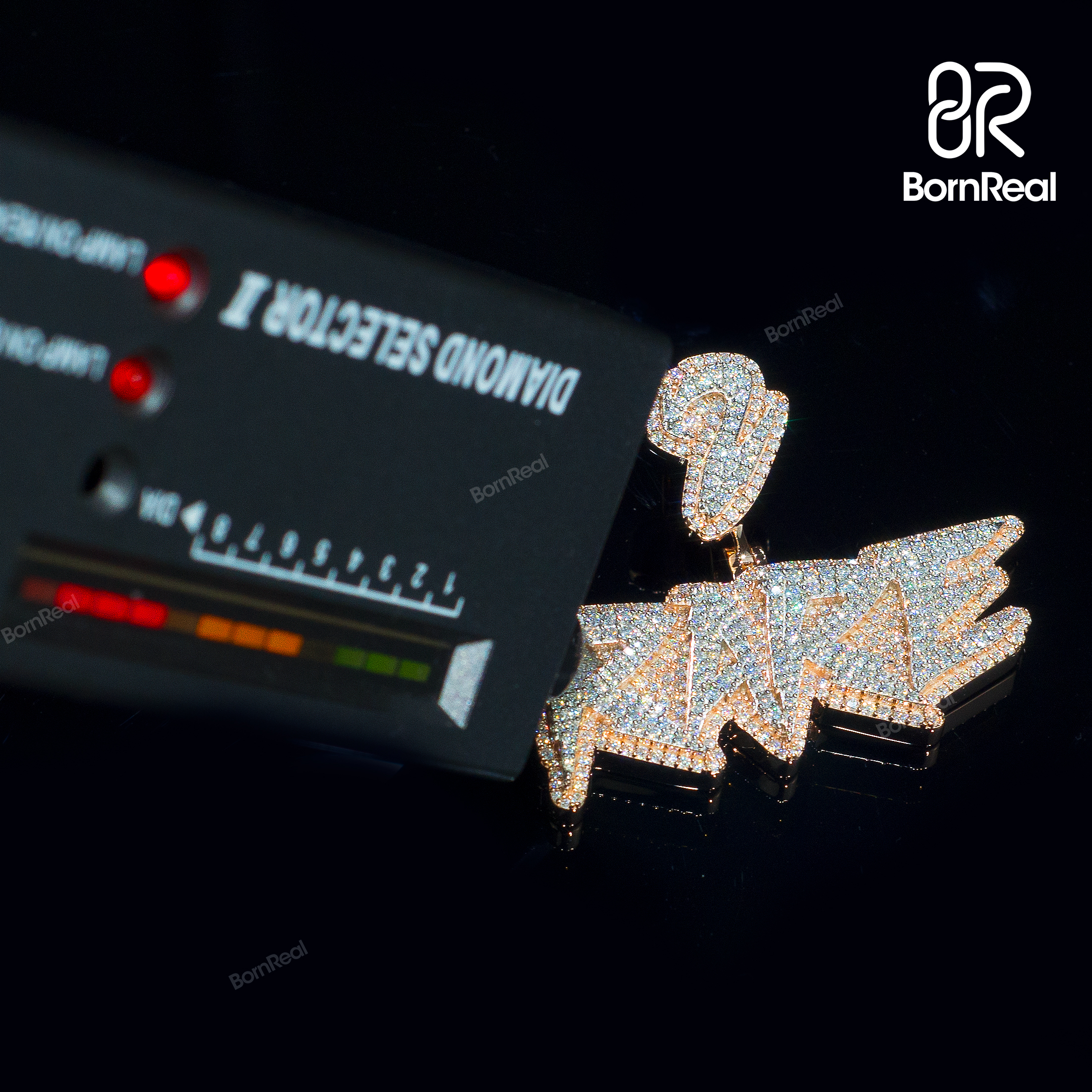 Custom Moissanite Name Chain Rose Gold diamond Pendant