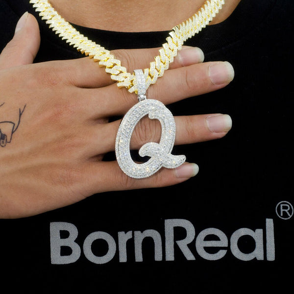 Custom A to Z Initial 925 Silver Moissanite Letter Pendant