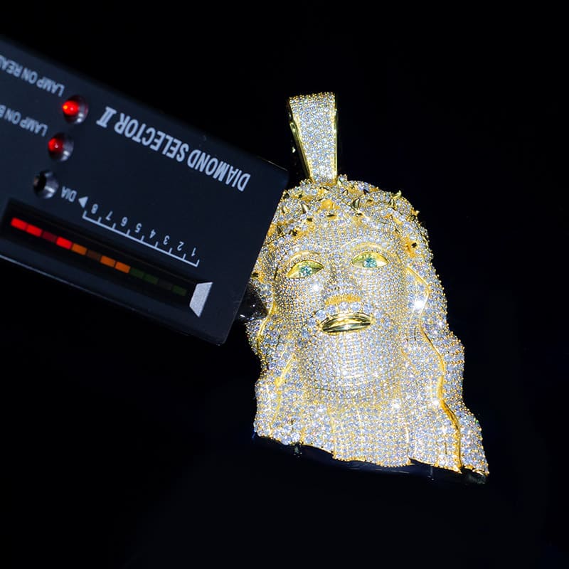 Custom VVS Moissanite Yellow Gold 3D Diamond Jesus Pendant