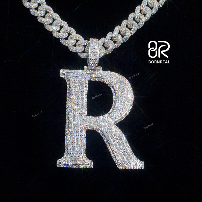 Custom Moissanite Initial A To Z Chain Hip Hop Iced Out Rapper Letter Pendant