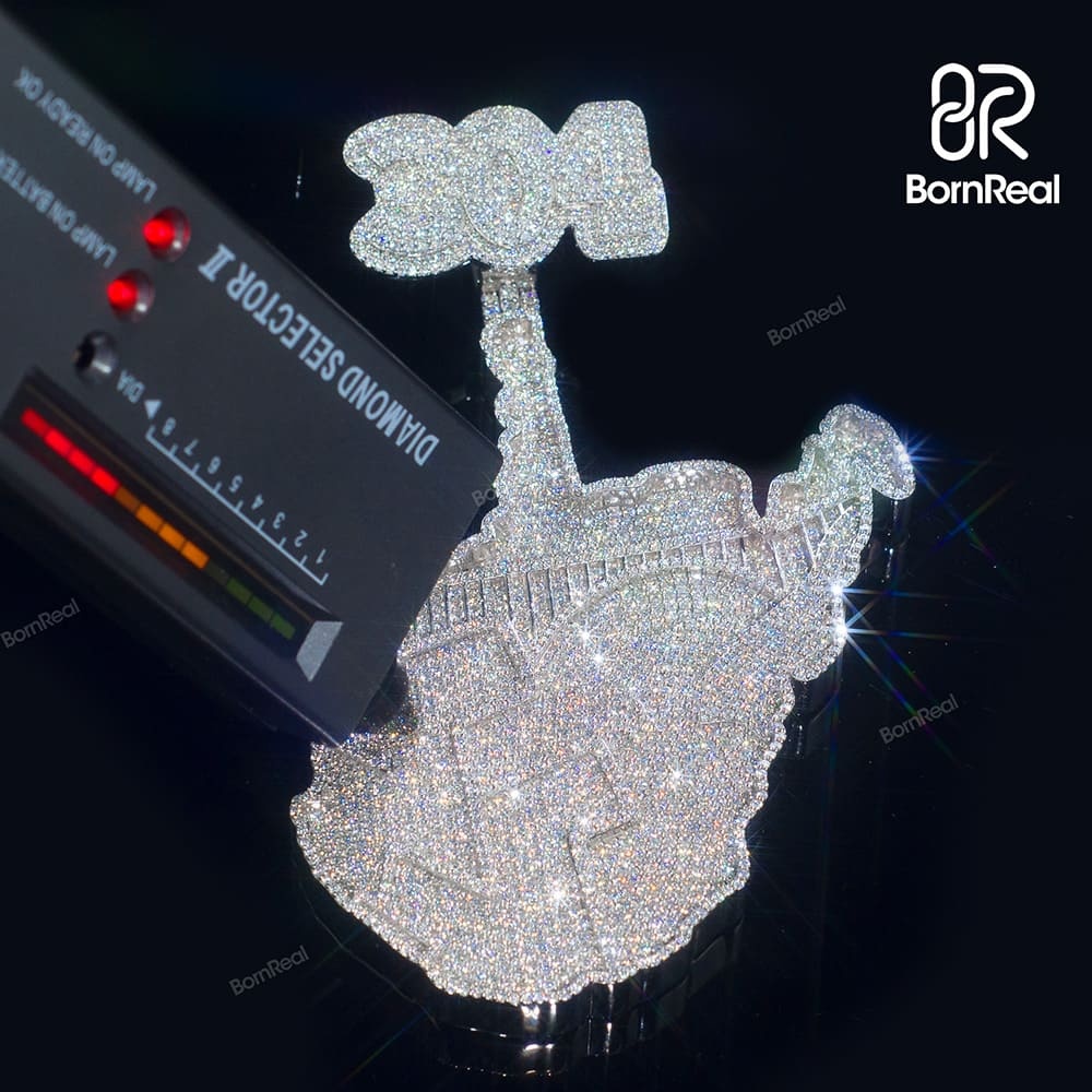 Custom Moissanite Hip Hop Iced Out Chain Bling Logo Pendant For Men