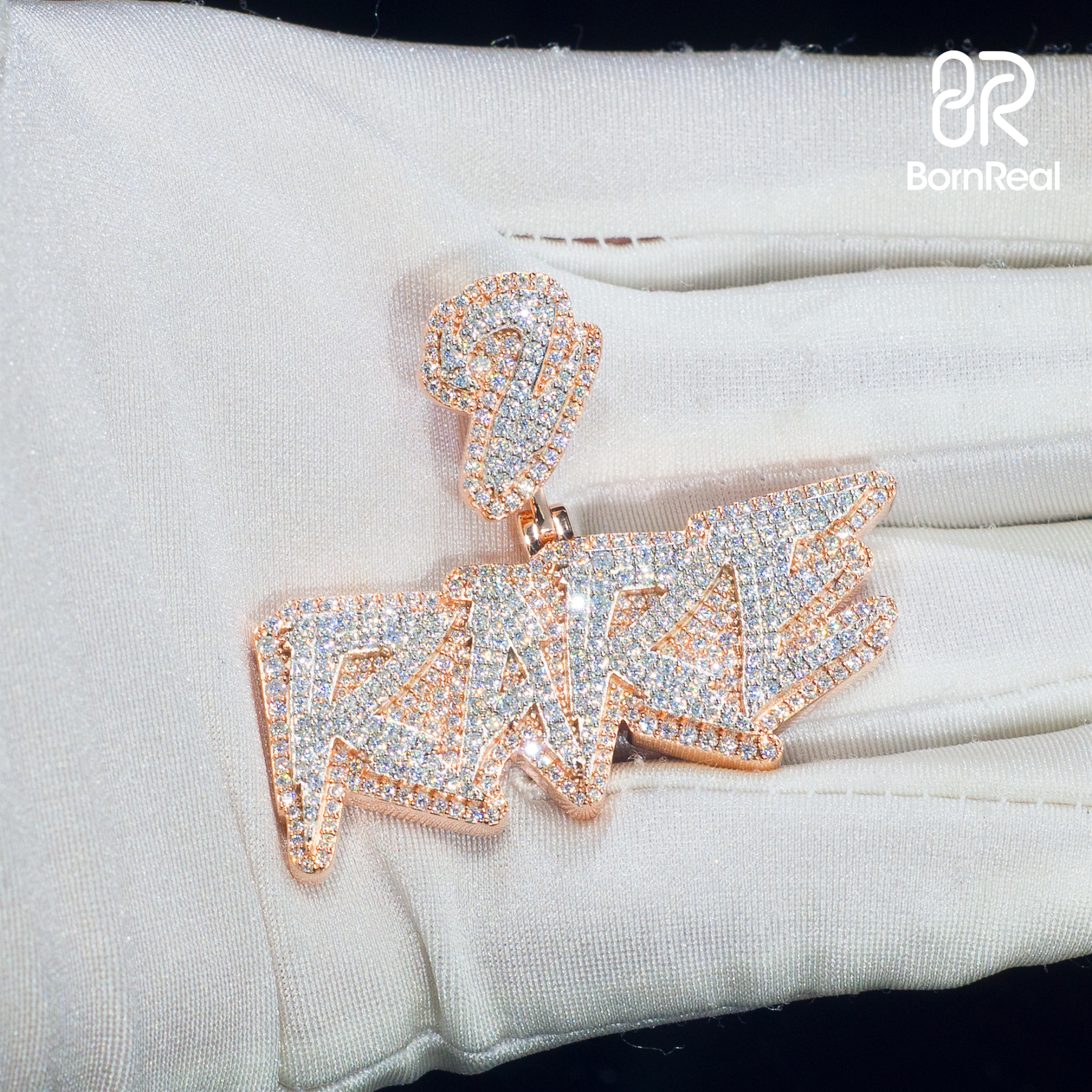 Custom Moissanite Name Chain Rose Gold diamond Pendant