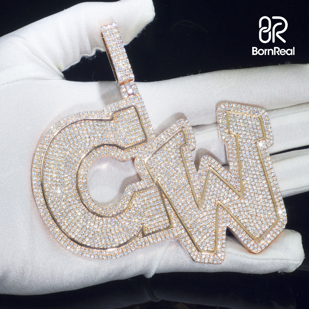 Custom Moissanite Chain Enamel HipHop Letter Rapper Pendant