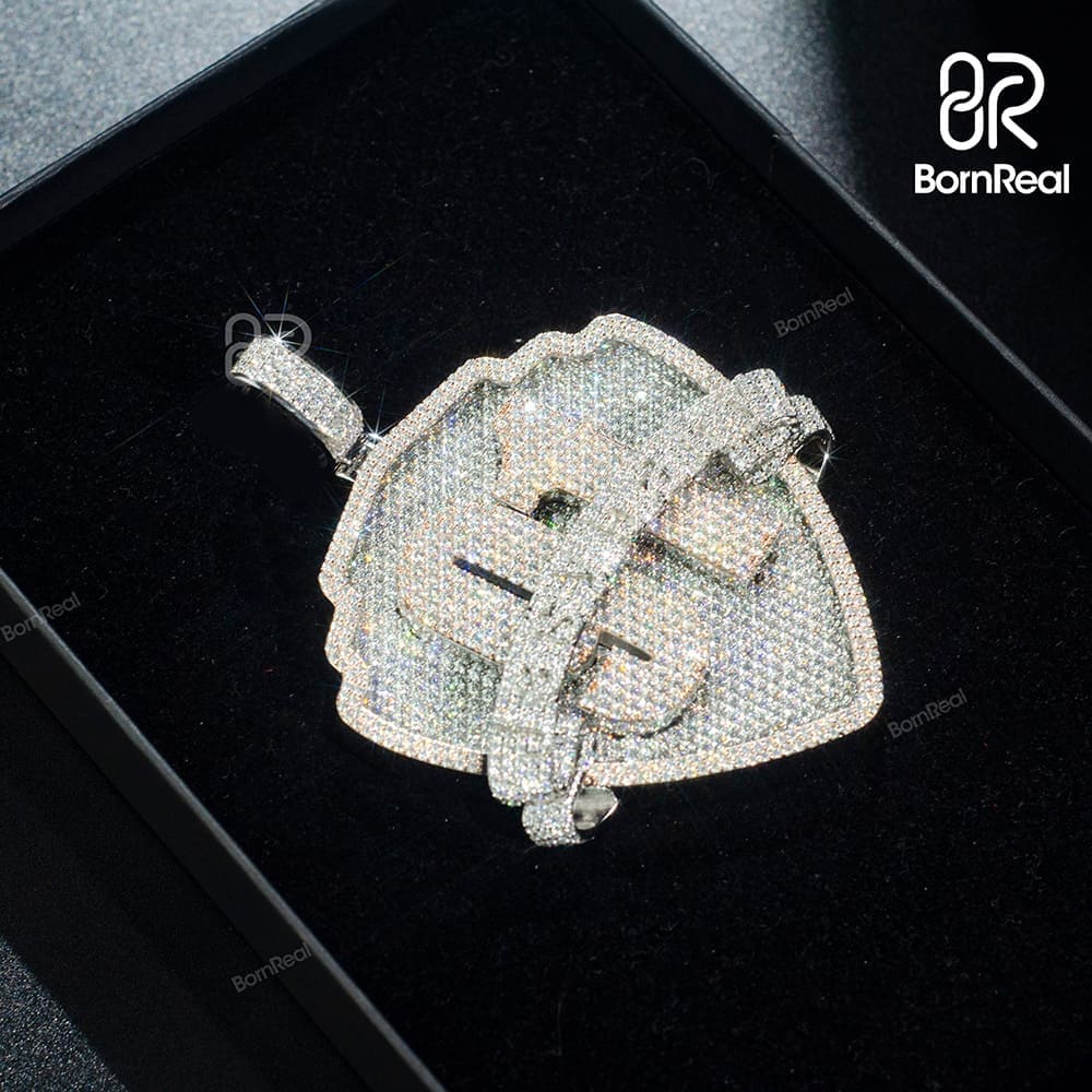 Custom VVS Moissanite Iced Diamond 925 silver Logo Pendant