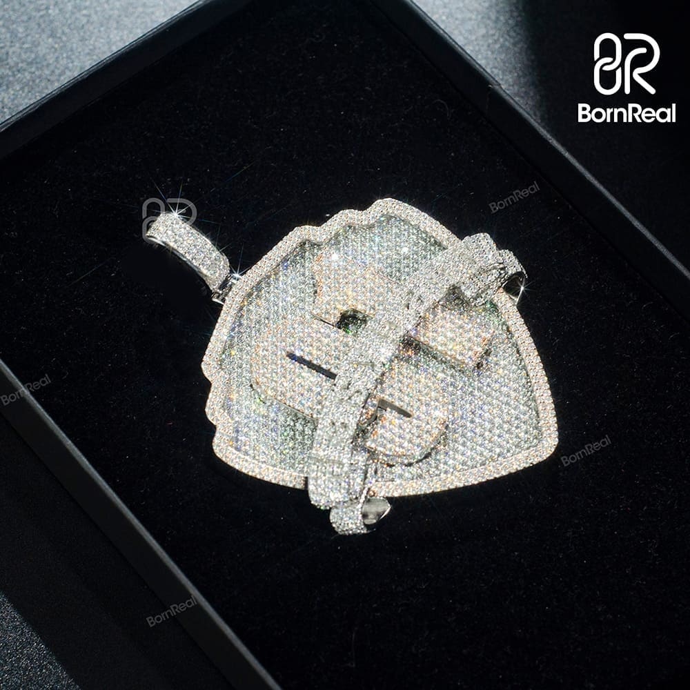 Custom VVS Moissanite Iced Diamond 925 silver Logo Pendant