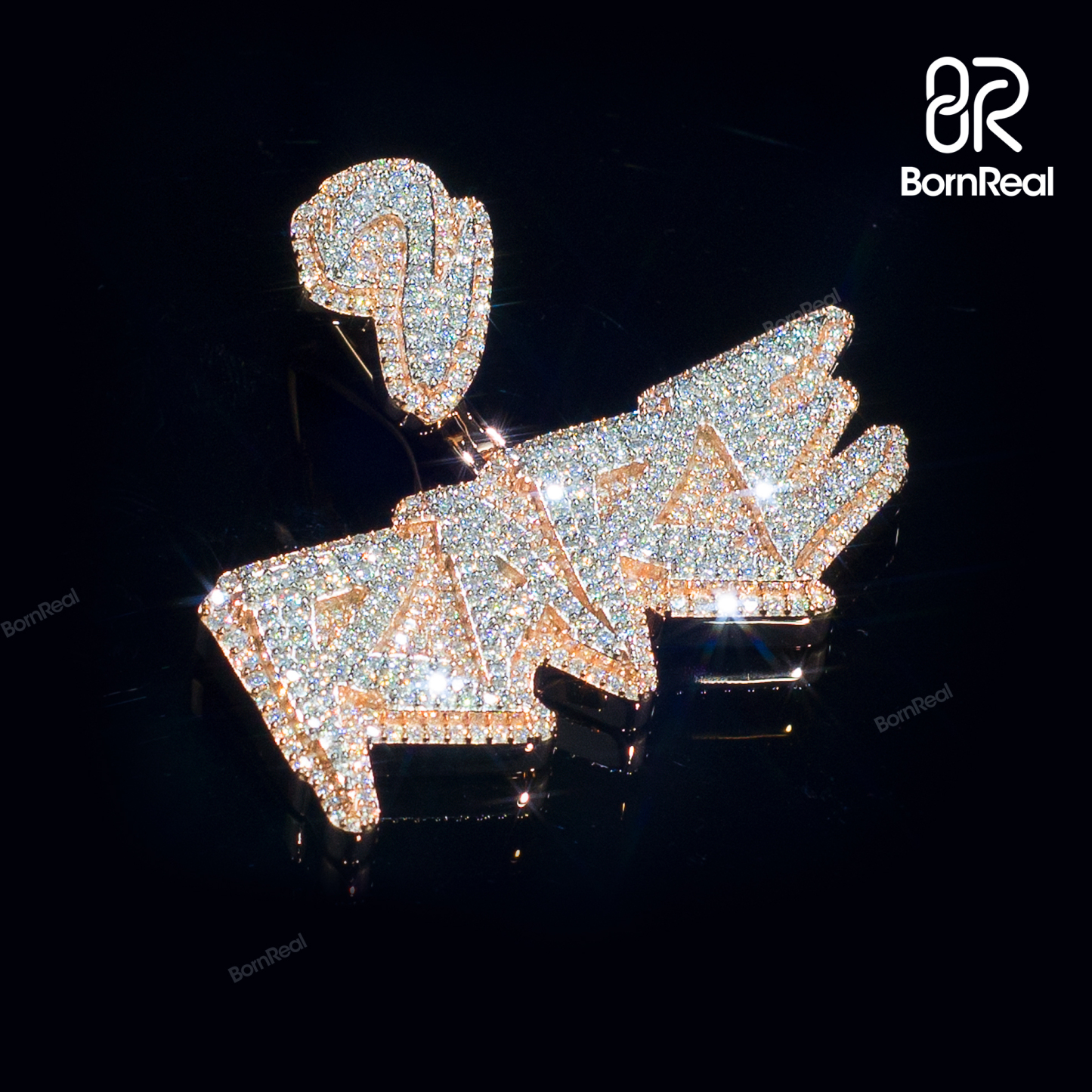 Custom Moissanite Name Chain Rose Gold diamond Pendant