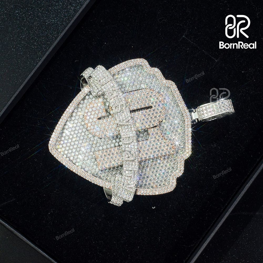 Custom VVS Moissanite Iced Diamond 925 silver Logo Pendant