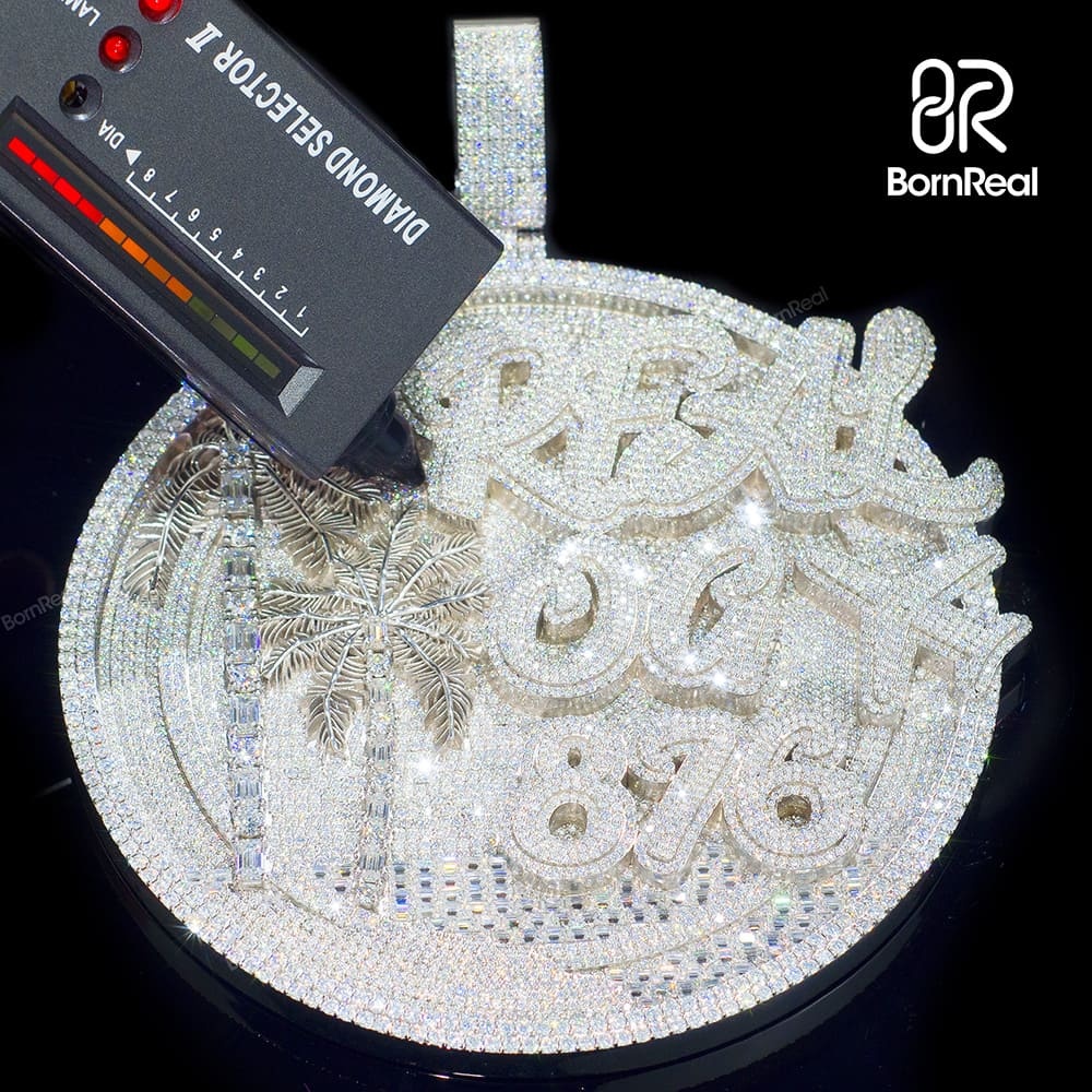 Custom Moissanite Hip Hop Round Money White Gold Diamond Logo Pendant