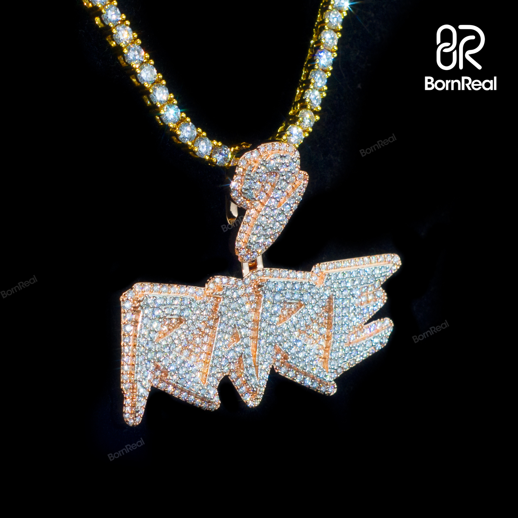 Custom Moissanite Name Chain Rose Gold diamond Pendant