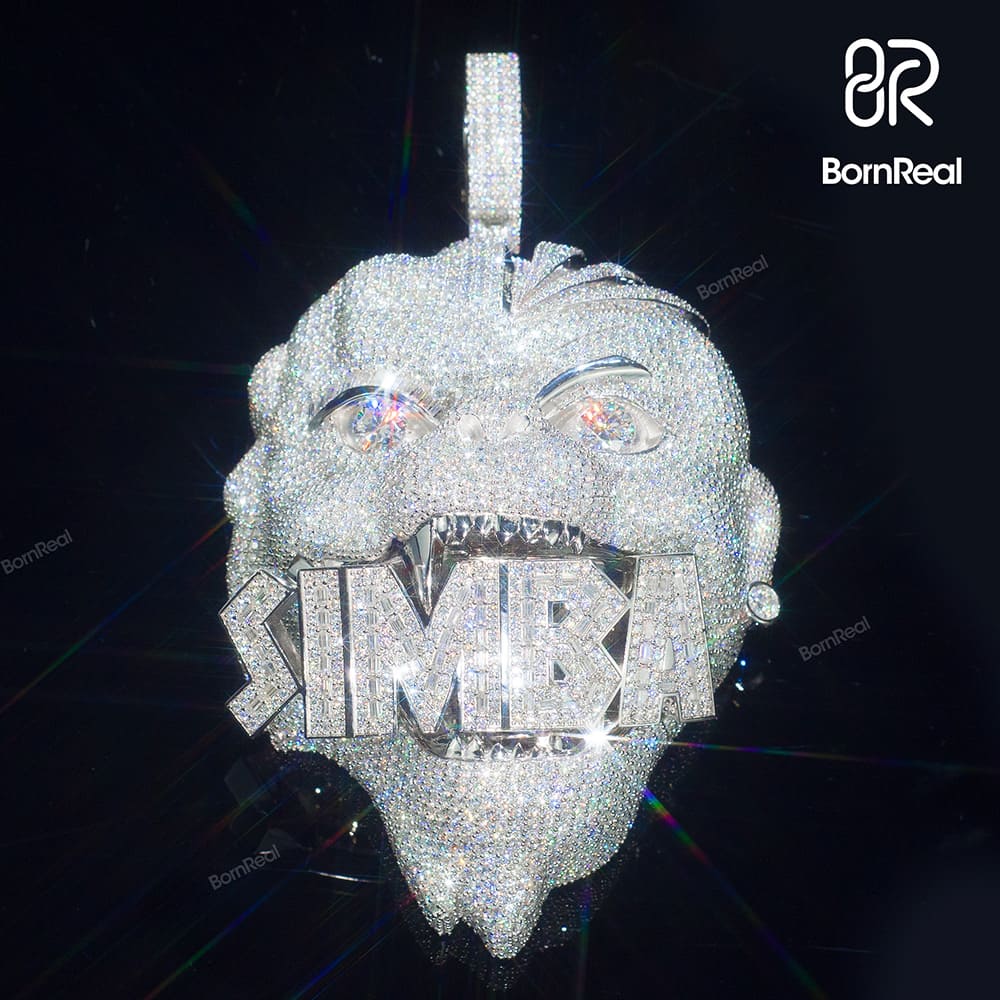 Custom Moissanite Iced White Gold Crazy Arts 3D Designing Pendant