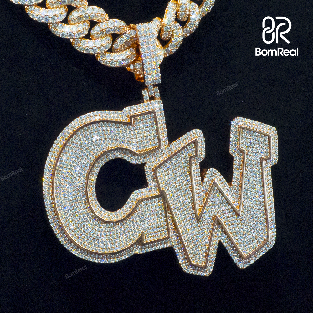 Custom Moissanite Chain Enamel HipHop Letter Rapper Pendant