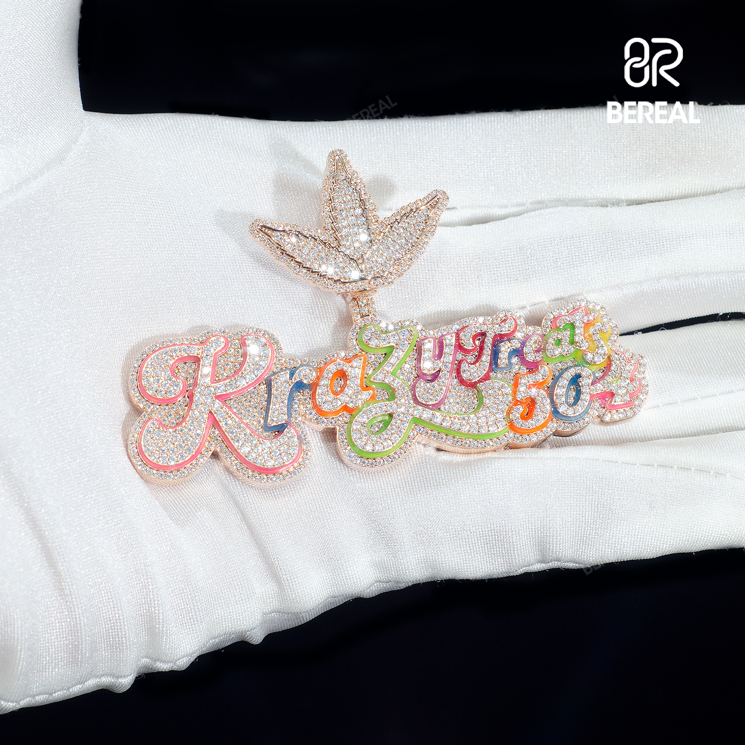 Custom 925 Silver Icy Moissanite Chain Enamel Letter Rapper Pendant