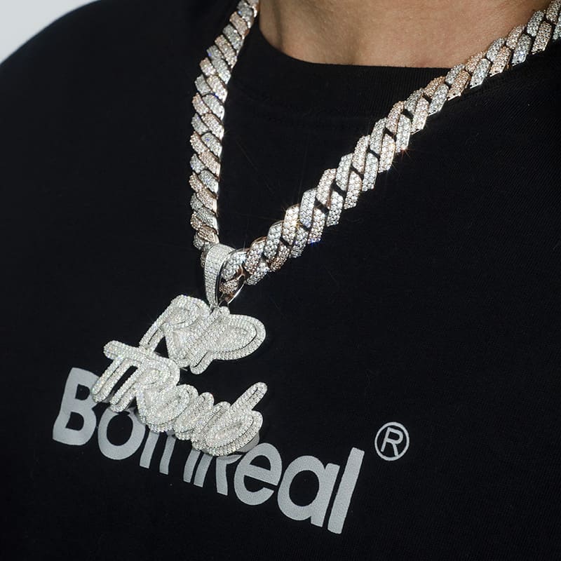 Custom Full Iced Out 925 Silver Moissanite Name Pendant