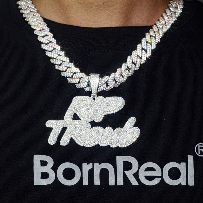 Custom Full Iced Out 925 Silver Moissanite Name Pendant