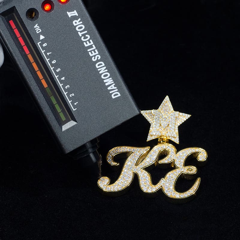 Custom Full Iced Trendy Moissanit Diamond 925 Silver Letter Pendant