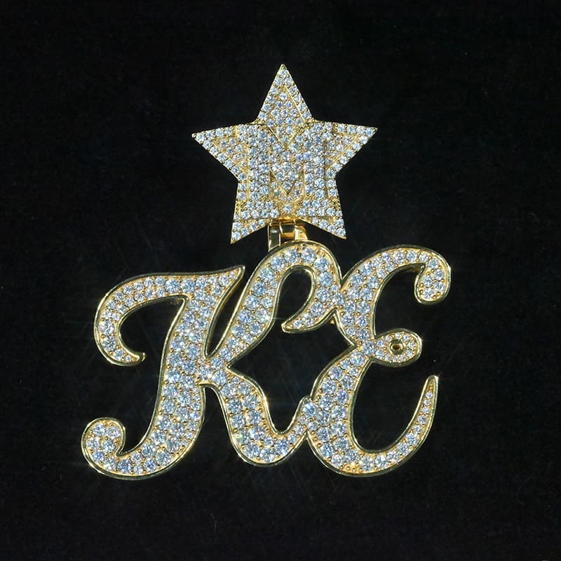 Custom Full Iced Trendy Moissanit Diamond 925 Silver Letter Pendant