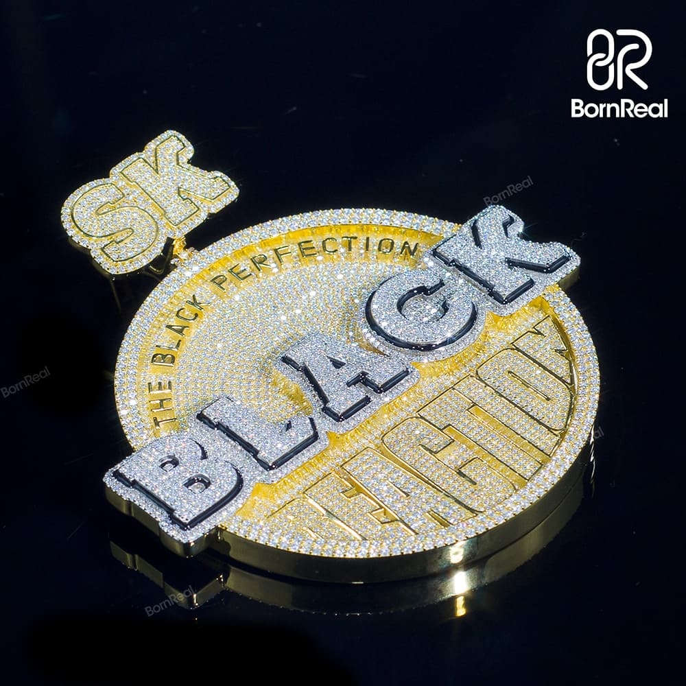 Custom Moissanite Enamel Hip Hop Round Coconut Logo Pendant