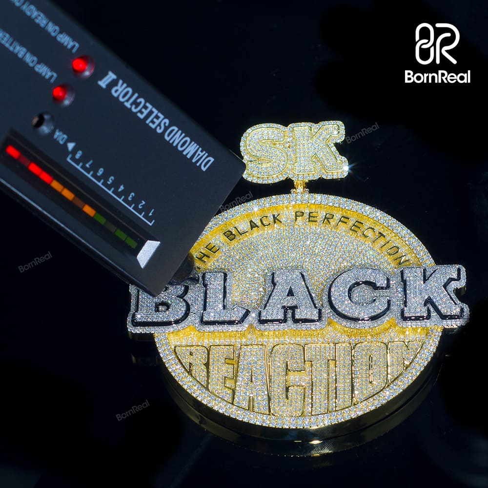 Custom Moissanite Enamel Hip Hop Round Coconut Logo Pendant