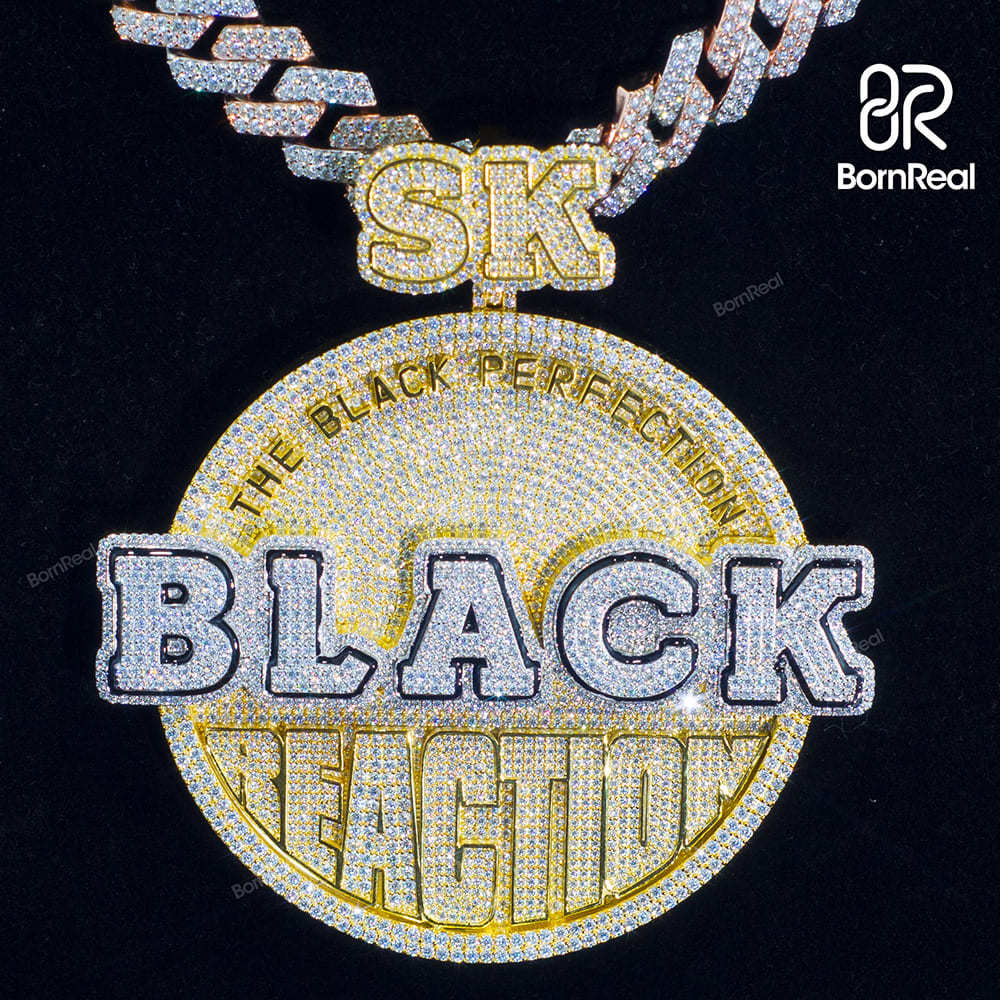 Custom Moissanite Enamel Hip Hop Round Coconut Logo Pendant