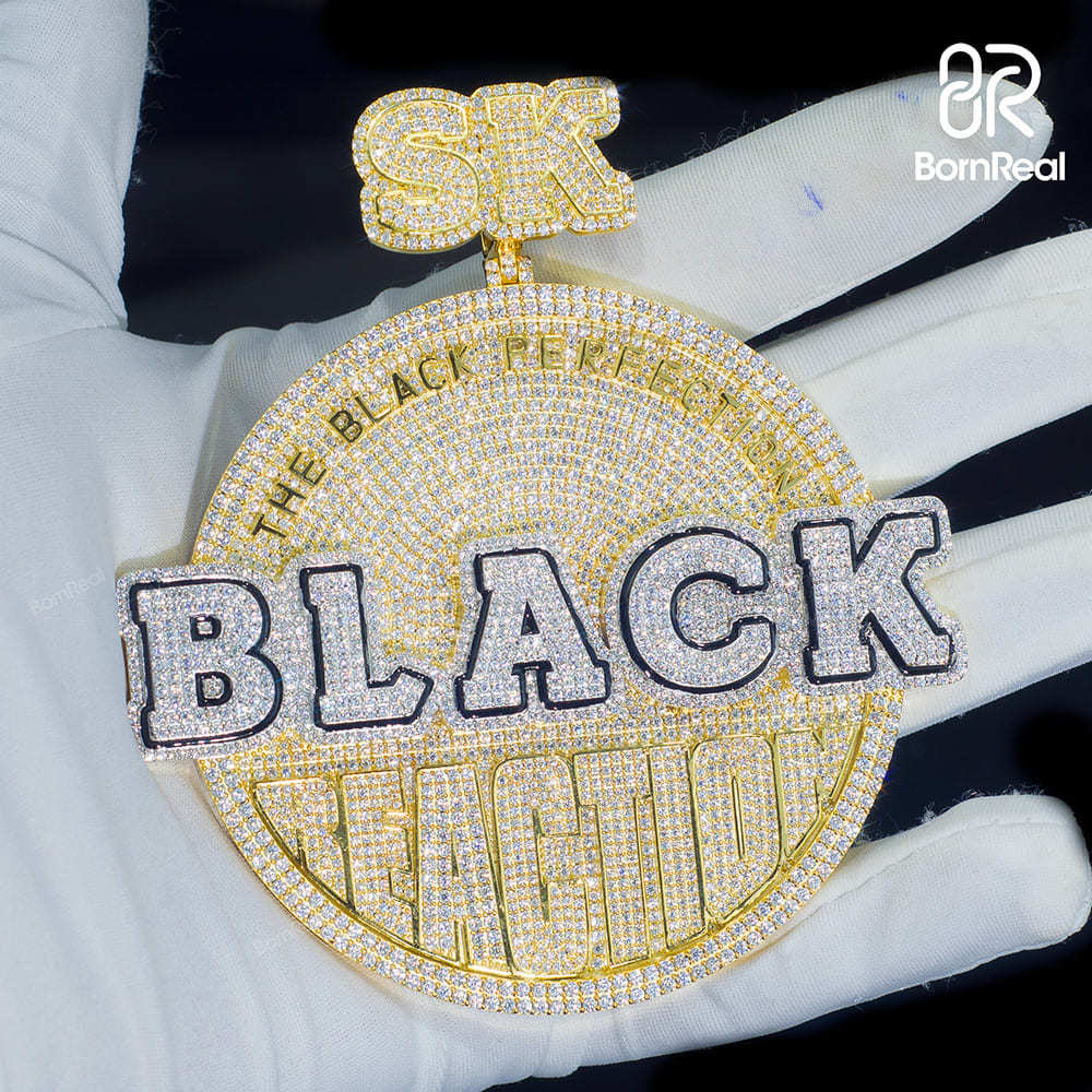 Custom Moissanite Enamel Hip Hop Round Coconut Logo Pendant