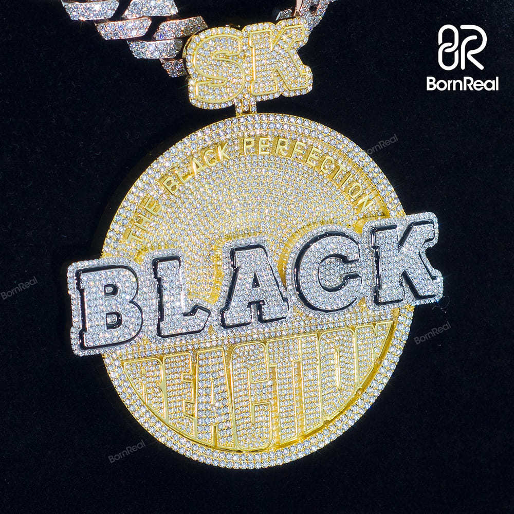 Custom Moissanite Enamel Hip Hop Round Coconut Logo Pendant