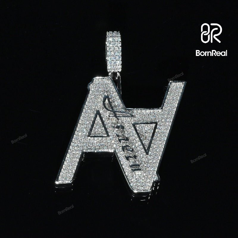 Custom Hip Hop Initial Double A Chain Moissanite diamond Letter Pendant For Men