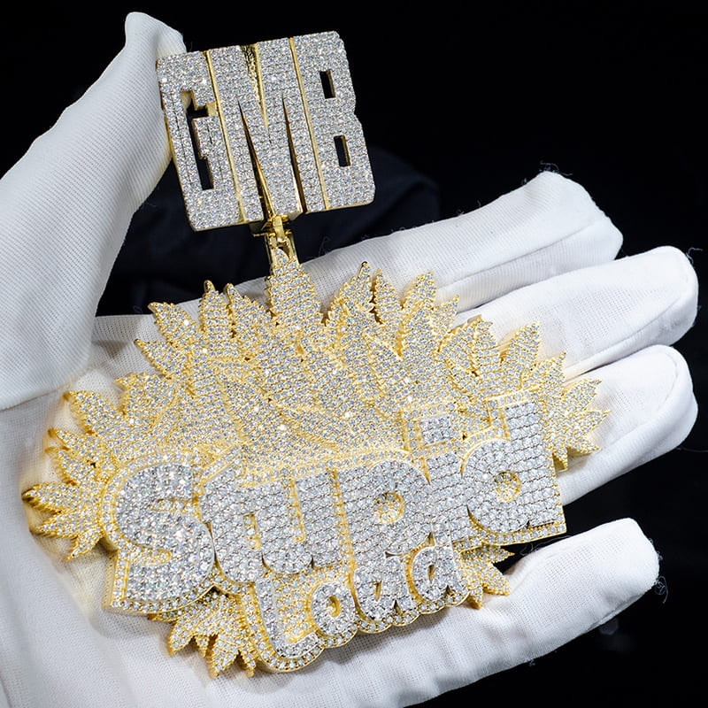 Custom Moissanite 925 Silver Iced Diamond Hip Hop Chain Logo Pendant