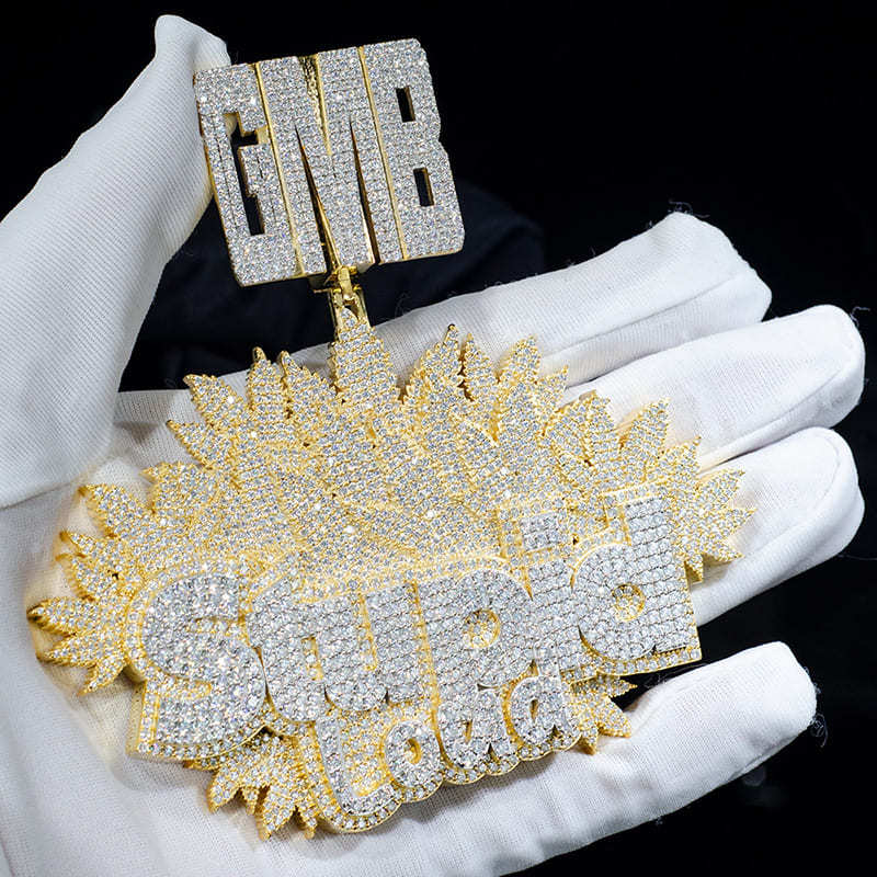 Custom Moissanite 925 Silver Iced Diamond Hip Hop Chain Logo Pendant