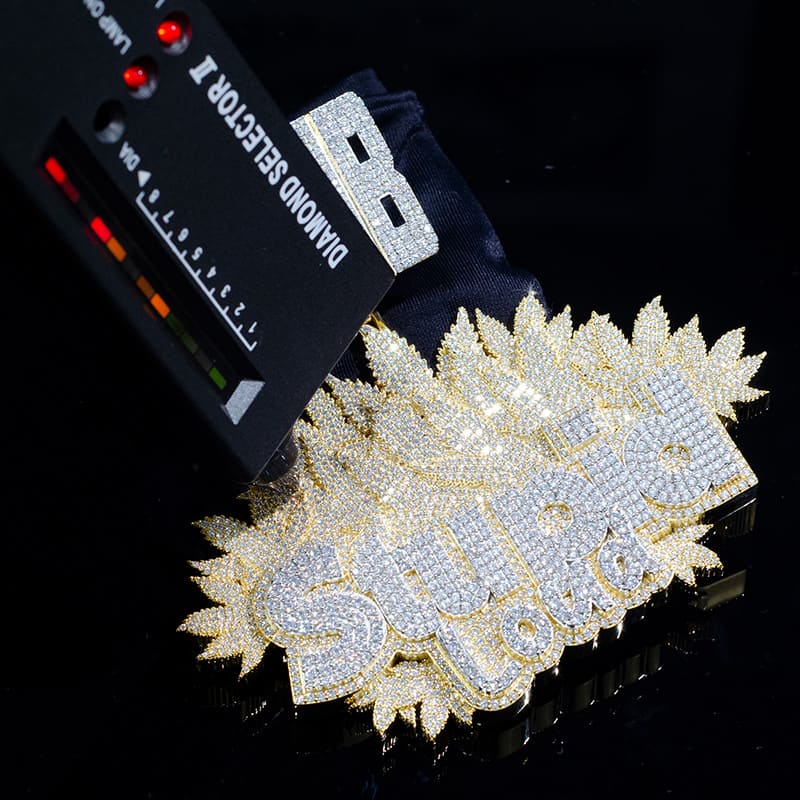 Custom Moissanite 925 Silver Iced Diamond Hip Hop Chain Logo Pendant