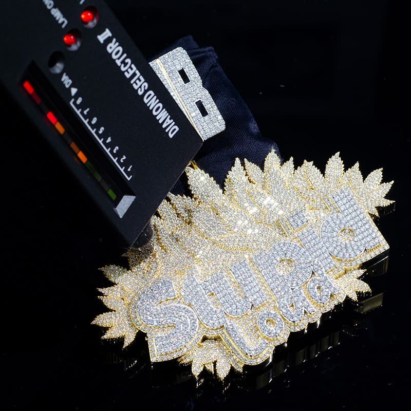 Custom Moissanite 925 Silver Iced Diamond Hip Hop Chain Logo Pendant