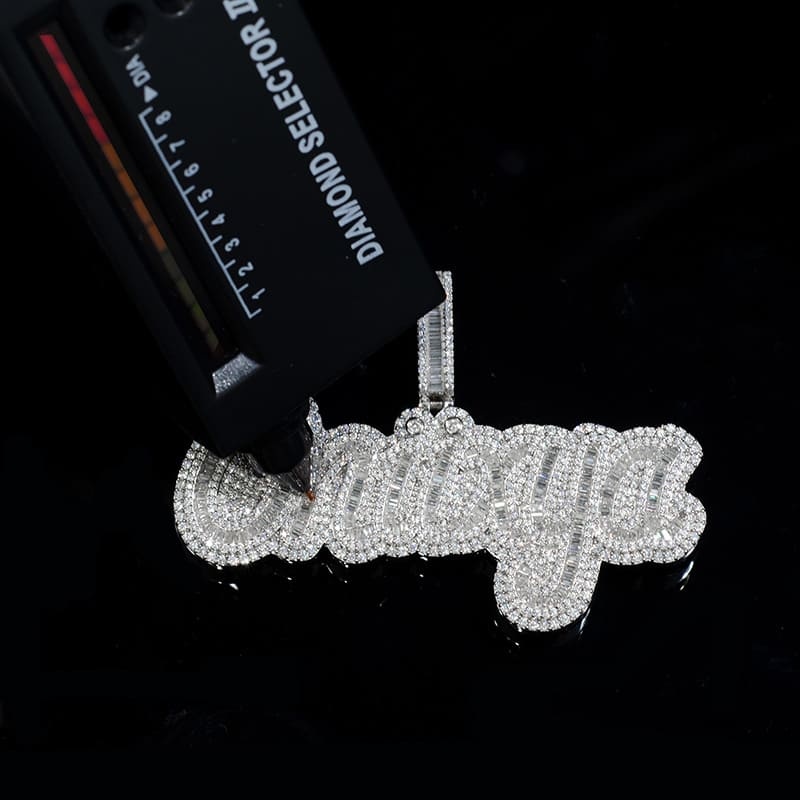 Custom Moissanite Hip Hop Iced Baguette Diamond Name Pendant