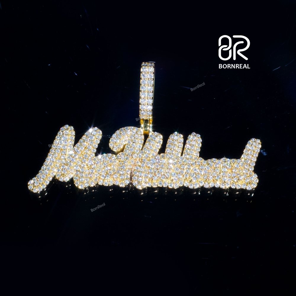 Custom Full Iced Out Trendy Name 925 Silver Moissanite Pendant