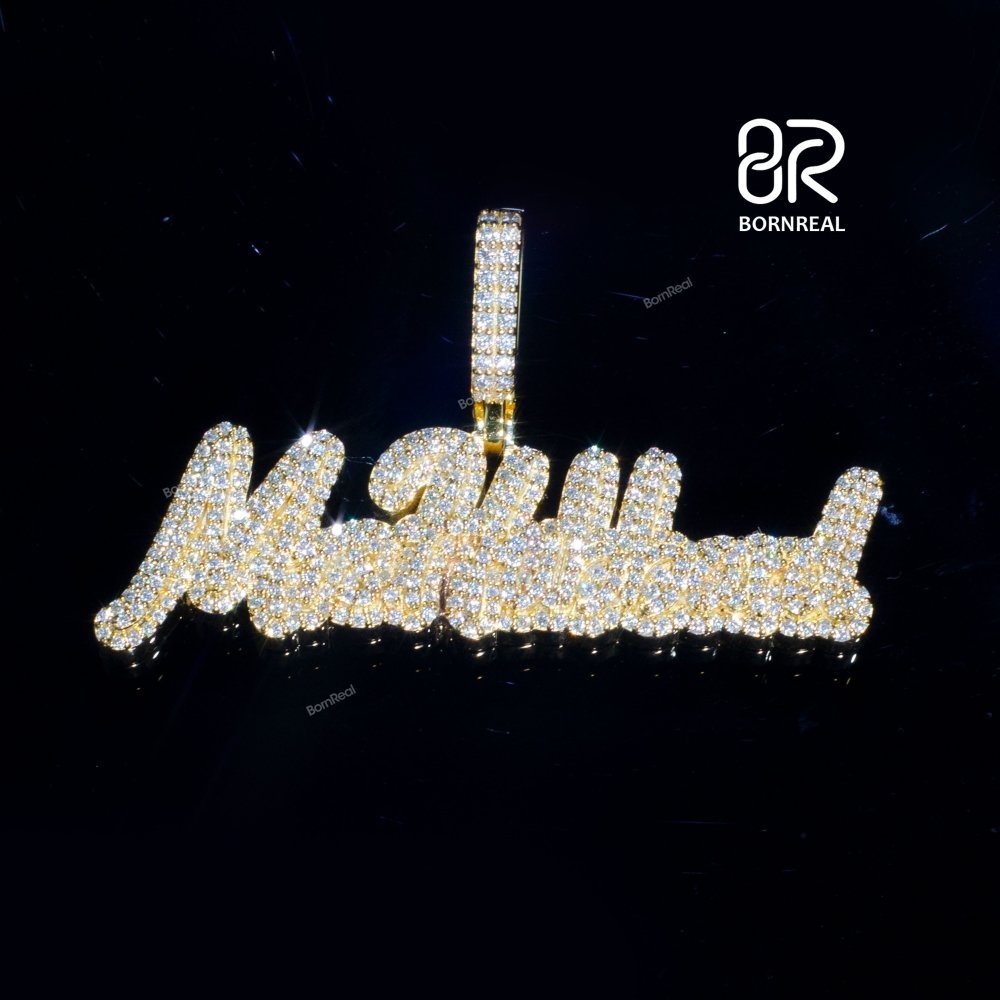 Custom Full Iced Out Trendy Name 925 Silver Moissanite Pendant