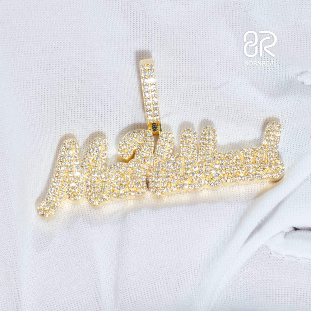 Custom Full Iced Out Trendy Name 925 Silver Moissanite Pendant